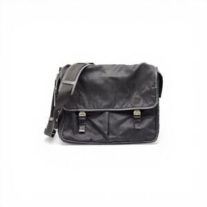 Prada Tessuto Nylon Double Clip Messenger Crossbody Computer Bag Black Unisex